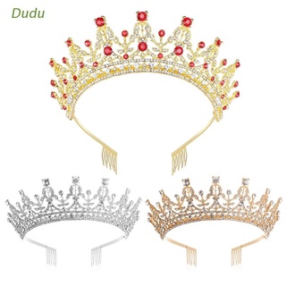 Dudu princesa reina Tiara corona con peine cristal Rhinestone novia boda diadema (1)