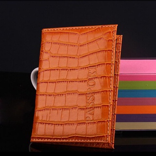 AUBREY mujeres hombres pasaporte titular de identificación cocodrilo cartera de cuero tarjeta de crédito cubierta de viaje delicado Protector de negocios en relieve/Multicolor (7)