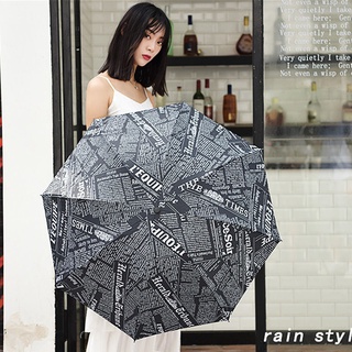 Paraguas de periódico con personalidad creativa coreana, sombrilla de vinilo Retro, resistente al sol, paraguas plegable Triple portátil, sombrilla de sol, protección UV (2)
