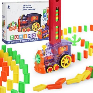 juego de juguetes de tren domino, juguete automático de ladrillo, con 80 bloques de dominó, juguete de apilamiento para tren domino juego de mesa