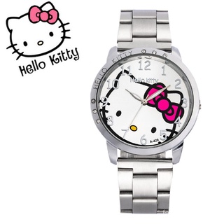 YL🔥Stock listo🔥Reloj de pulsera de acero inoxidable de Hello Kitty para niña de dibujos animados (3)