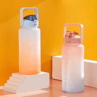 Botella De Agua Motivacional PASTEL De 2 L Con Marcador De Tiempo Y Pajita Libre De BPA De Bloqueo Flip-Flop Tapa (2)