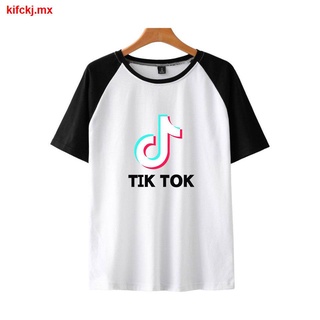New tiktok loose shoulder short-sleeved t-shirt for men and women summer tide