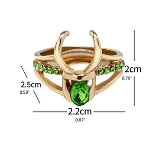 Anillo Zl anillo Loki diseño Verde anillo De oro accesorio De oro talla 3 en 1 (2)