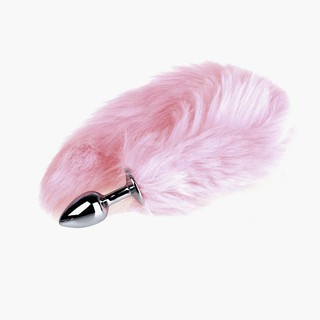 New 35CM Romance Adult Love Product Pink Fox Tail Butt Metal Plug Anal Sex Toy (2)