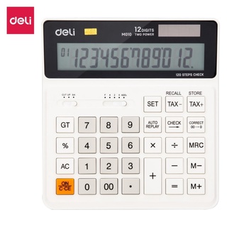Deli Large Screen Display,Large Button, Solar Battery Dual-use, Student Calculator, Office, Financial Desktop Stationery