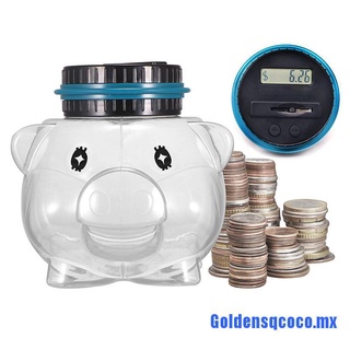 Goldensqcoco.mx: 1 unidad electrónica Digital LCD contando moneda alcancía ahorro de dinero tarro caja de almacenamiento