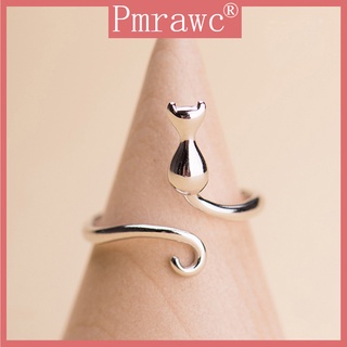 [venta al por mayor] anillo de apertura creativa de plata S925 con lindo gatito artístico (1)