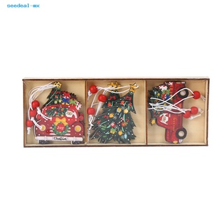 seedeal madera árbol de navidad adorno decorativo de navidad tarjeta de dibujos animados adorno tamaño compacto para el hogar
