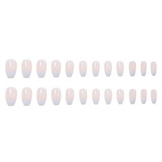 LIVE1 24pcs/Box Ballerina Gradient White Coffin False Nails Artificial Nail Tips Wearable Detachable Manicure Tool Press On Nails Full Cover Fake Nails (7)