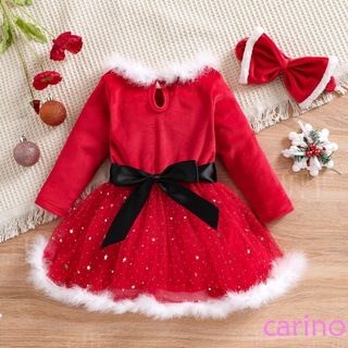 ❃CP☏Little Girl’s Casual Long Sleeve Dress Christmas Velvet Mesh Yarn