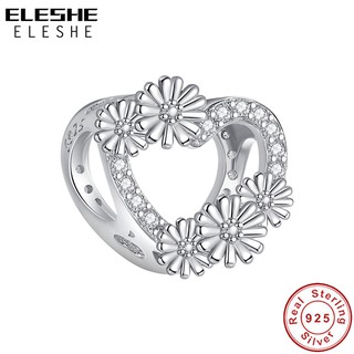 eleshe elegante flor calada abalorio charm plata esterlina 925 joyería ajuste original pulsera diy accesorios