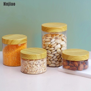 nnjiao~ 100 ml/200 ml/300 ml/500 ml transparente vacío tapa de plástico contenedor tarro de almacenamiento