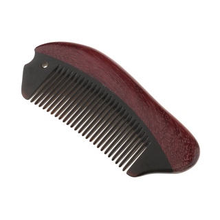 [ALM1-8] Horn & Wood Comb for Hair Beard - Handmade Natural Purpleheartv Wooden Comb with Anti-static & No Snag - All-Purpose