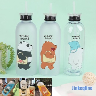 [Jinkeqfine] 1000ml oso patrón botella de plástico transparente de dibujos animados botellas de agua esmerilada