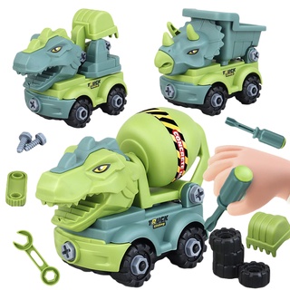 Desmontaje de montaje de dinosaurio coche de juguete conjunto de tuerca de tornillo combinación de montaje de dinosaurio modelo educativo de los niños de juguete