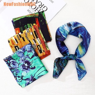 [NewFashionWAC] -Van gogh pintura al óleo bufanda de seda pañuelos mujeres moda cabeza cuadrada bufandas