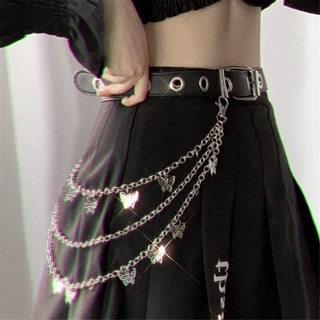 1pcs hip hop mariposa encanto plata cadena cinturón mujer jk vestido accesorios de moda