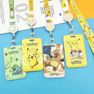 Kawaii Llavero Pokemon Tarjetero Porta Credencial Anime Juguete Bulbasaur Pikachu Titular De La Tarjeta Jigglypuff Charmander Cordón De Plástico