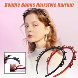 Double Bangs Hairpin Headband Twist Plait Hairstyle Korean Hollow Braided Head Hoop with Clips Women Hair Accessories (5)