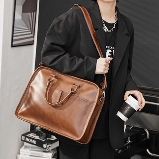 RetroPUBolso de cuero para hombre, bolso de mensajero de negocios, bolso de hombro de estilo coreano, bolso de mensajero, bolso de ordenador, bolso de hombre 6tKc