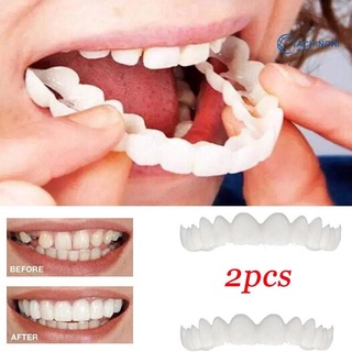 TAC-2 Piezas De Silicona Simulación De Parte Superior De Los Dientes Dentadura Blanqueamiento Falso Cubierta Dental