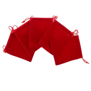 [laco] 5 piezas de terciopelo con cordón bolsa de boda favor bolsas de regalo rojo
