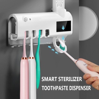 ISEE Toilet Esterilizador de cepillo de dientes Tipo de pared Titular Exprimidor de pasta de dientes Accesorios de baño Luz ultravioleta Automático Inteligente Hogar Extrusora de pasta de dientes/Multicolor (7)