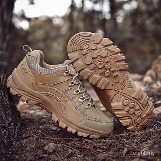 Gran tamaño 38~49 hombres zapatos de senderismo impermeable zapatos de deporte suela gruesa antideslizante botas al aire libre de cuero resistente al desgaste zapatos MNOm