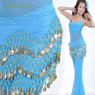 fruitrun con danza brillante bufanda vientre mujeres cadena cintura desgaste señoras cinturón dorado/multicolor