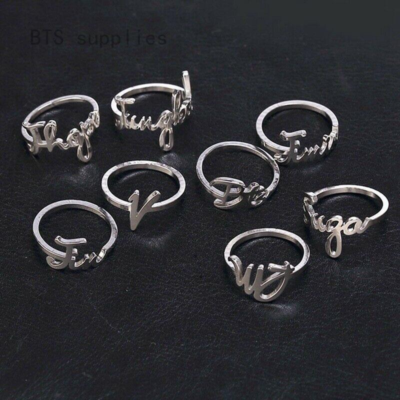 bts suministros kpop bts anillo de aleación moda jungkook suga jimin v nombre anillo de joyería fans nuevo