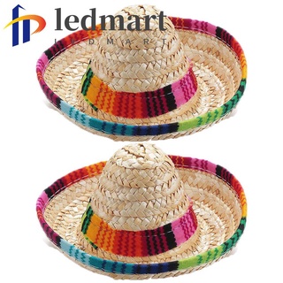 ledmart 2pcs ajustable mascota sombrero de paja disfraz adornos de mascota mexicana gorra de paja colorido gato hebilla perro suministros sombrero