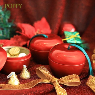 POPPY Nuevo Caja de regalo de Navidad Rojo Para niños Caja de regalo de dulces Creativo Durable Hierro Verde Forma de manzana/Multicolor