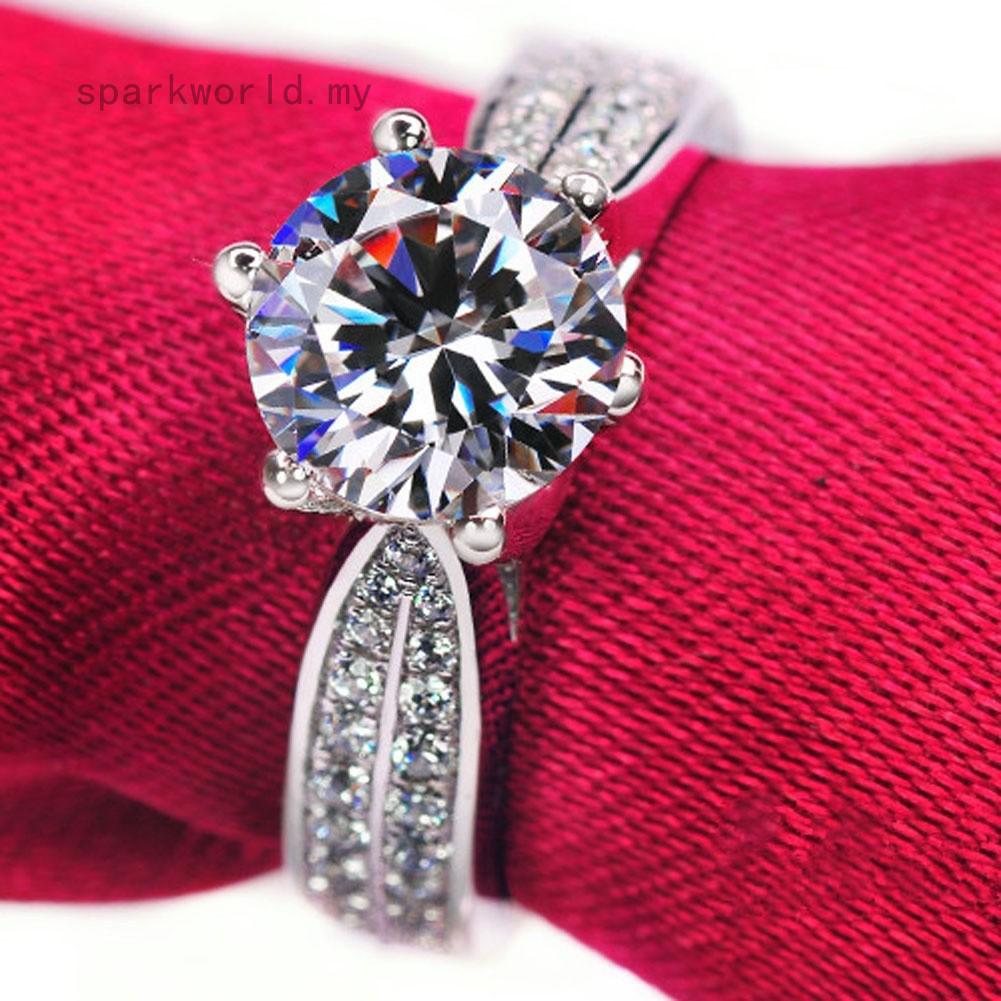 sparkworld Hot Sale anillo de rodio de diamantes de lujo europeo y americano