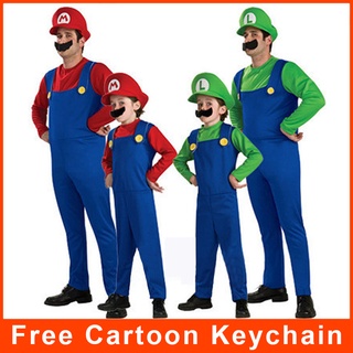 Super Mario ropa adultos y niños Mario familia Bros Cosplay conjunto de disfraces regalo de Halloween fiesta traje de Halloween regalo