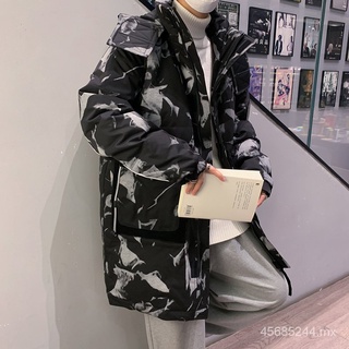 Chaqueta de moda con capucha de marca de moda chaqueta de mezclilla para Hombres Calientes de estilo coreano nuevo abrigo de invierno engrosado para hombres