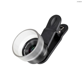 ✧ Profesional HD 25mm 10X Macro lente Clip-on teléfono lente de la cámara complemento lente lente de la cámara Compatible con la mayoría de los teléfonos inteligentes