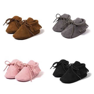 {0911} zapatos de moda para niños con borla de cuero esmerilado suela suave zapatos de bebé