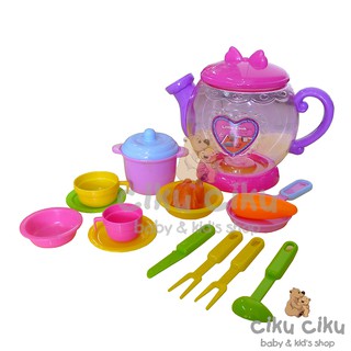 Juego de té rosa juguetes para niños