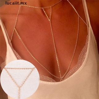 【lucaiit】 Retro Link Chain Bra Multilayer Sexy Beach Bikini Necklaces Body Chain Jewelry [MX]