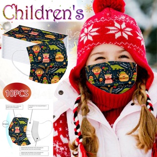 Christmas Disposable Face Mask Personal Breathable Mask 3Ply Ear Loop 10PC(gfjes5346dxf.mx )
