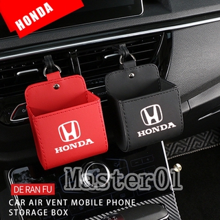 Coche salida de aire bolsa de almacenamiento de la caja para Honda Civic Odyssey CRV Fit RS150 EX5 cuero Auto salida de aire gafas organizador bolsas