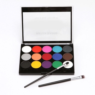 15 colores cara cuerpo pintura paletas con brochas set halloween etapa maquillaje kit (3)