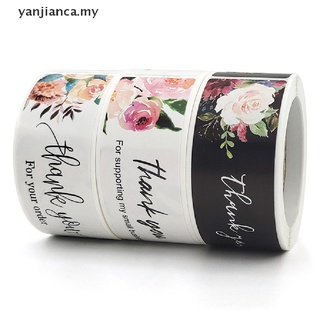 Yanc pcs/rollo de agradecimiento por su pedido de etiquetas adhesivas florales selladoras etiquetas adhesivas.