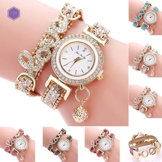 Reloj de pulsera de cuarzo de múltiples capas con correa de cristal de aleación para mujer joyería regalos