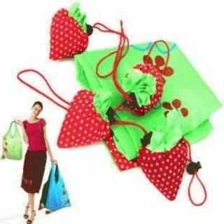Bolsa de compras plegable con cordón de fresa - bolsa de compras para paracaídas de fresa