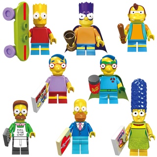 Los Simpsons bloques de construcción lindo Marge Bartman Nelson Bart figura de acción muñeca juguetes para niños regalos de cumpleaños