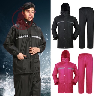 Traje de lluvia Chamarra y pantalones traje impermeable Unisex al aire libre impermeable Anti-tormenta con capucha ligero transpirable ropa de lluvia