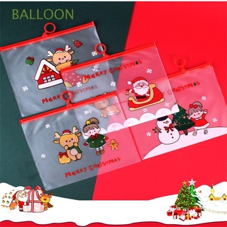 BALLOON Kawaii Bolsa archivadora de anillo navideña Dibujos animados Alta capacidad Cartuchera Creativo Papelería para estudiantes Suministros coreano Bolsa de lapices