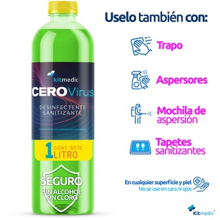 CeroVirus Sanitizante 1L rinde 100Lts Aroma Campos Verdes COFEPRIS Sales Cuaternarias Desinfectante (2)